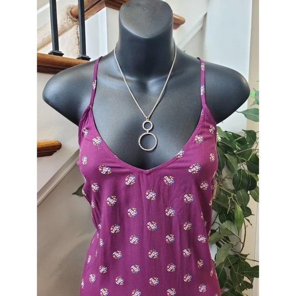 Old Navy Womens Purple Floral Rayon Scoop Neck Sleeveless Long Maxi Dress Size M - Picture 2 of 16